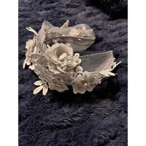 Petit Maison Kids Gray Floral Headband Mesh Flower Crown NWOT